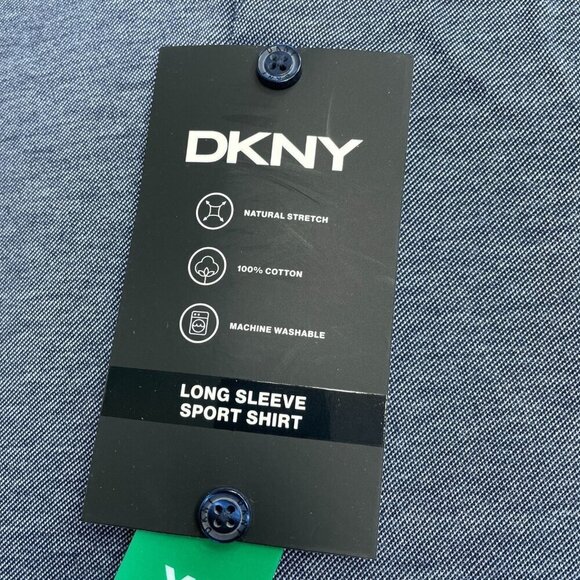 NEW DKNY Men's XL Long Sleeve Button down Sport Shirt Natural Stretch Blue - Picture 6 of 7